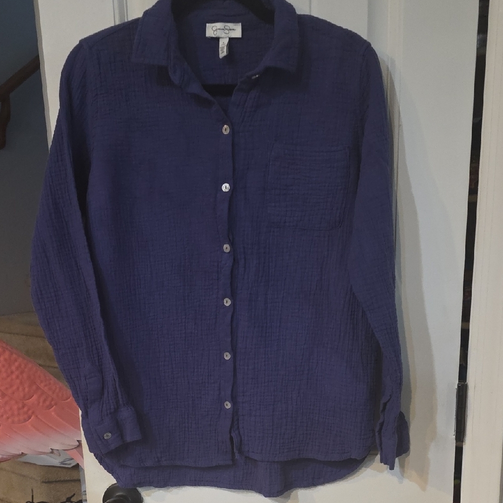 Jessica Simpson Rich Purple Casual Button Down Shirt